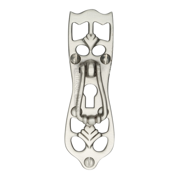 V5023-SN  30 x 92mm  Satin Nickel  Heritage Brass Traditional Cabinet Drop Handle On Keyhole Plate