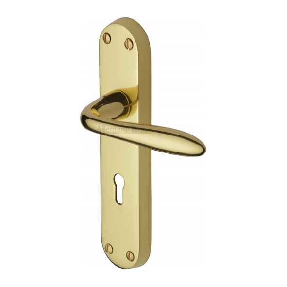 V6052-PB • Standard Lock [57mm] • Polished Brass • Heritage Brass Sutton Levers On Backplates