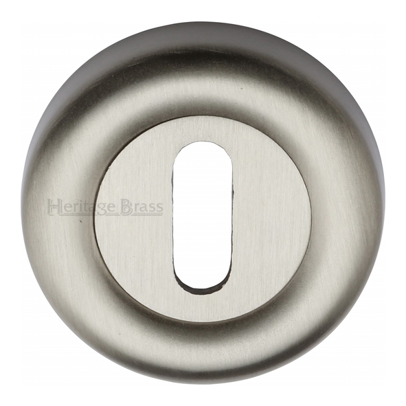 V6722-SN • Satin Nickel • Heritage Brass Colonial Round Mortice Key Escutcheons
