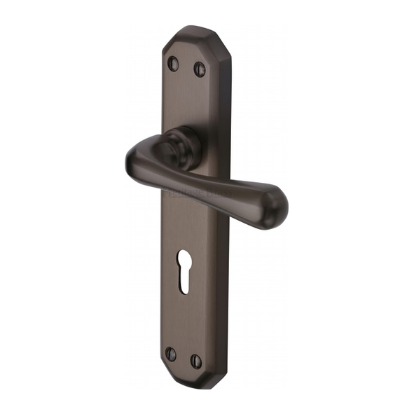 V7050-MB • Standard Lock [57mm] • Matt Bronze • Heritage Brass Charlbury Levers On Backplates