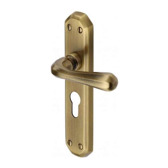V7066.48-AT • Euro Cylinder [47.5mm] • Antique Brass • Heritage Brass Charlbury Levers On Backplates