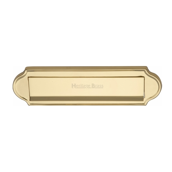 V843-PB • 280 x 078mm • Polished Brass • Heritage Brass Shaped Sprung Flap Letter Plate