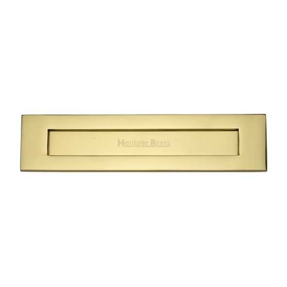 V850 330-PB  330 x 076mm  Polished Brass  Heritage Brass Victorian Sprung Flap Letter Plate