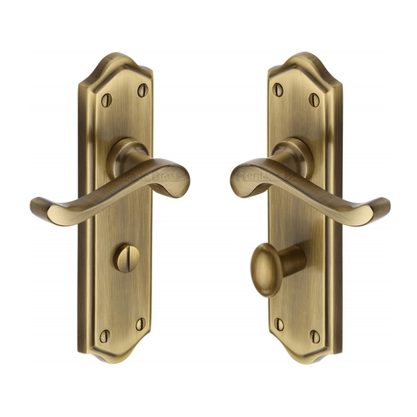 W4220-AT  Bathroom [57mm]  Antique Brass  Heritage Brass Buckingham Levers On Backplates