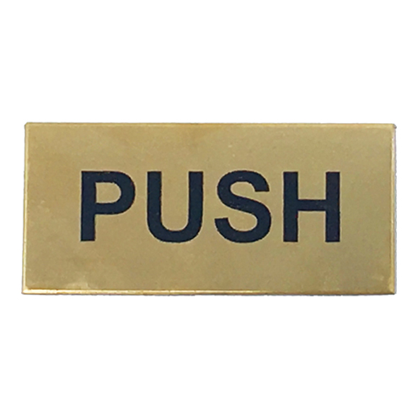 2504.05  PUSH  73 x 36mm  Polished Brass  Self Adhesive Screen Printed Sign