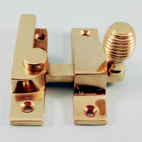 THD103N/PB  Non-Locking  Polished Brass  Narrow Straight Arm Old Beehive Knob Sash Fastener