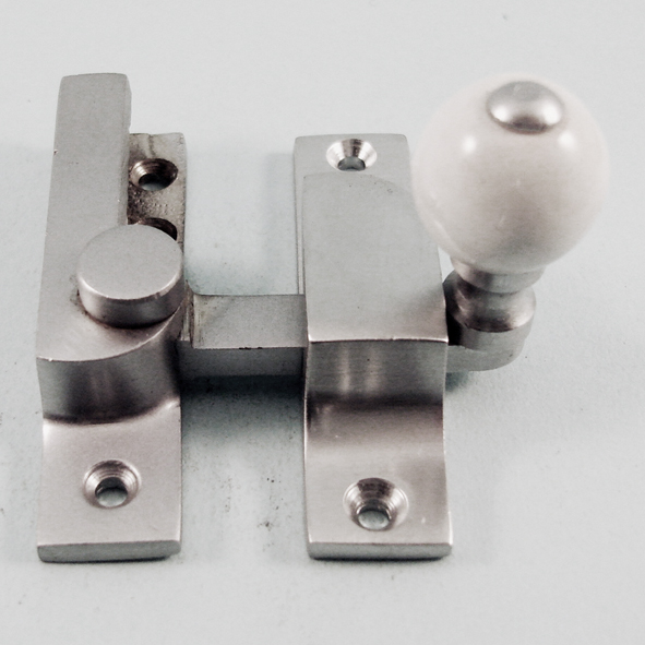 THD104N/SCP  Non-Locking  Satin Chrome  Narrow Straight Arm Ceramic Knob Sash Fastener