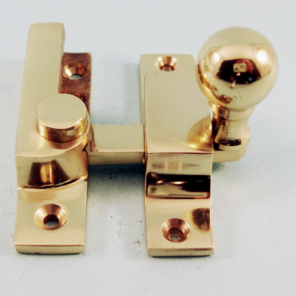 THD105N/PB  Non-Locking  Polished Brass  Narrow Straight Arm Ball Knob Sash Fastener