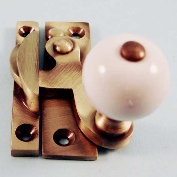 THD108/AB  Non-Locking  Antique Brass  Clo Ceramic Knob Sash Fastener