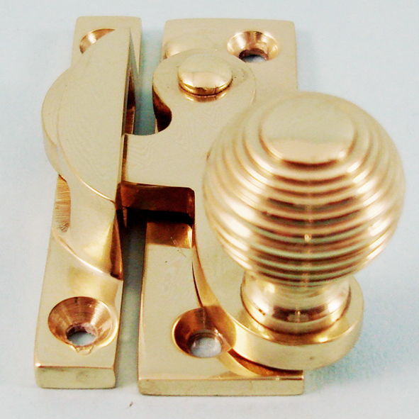 THD113/PB  Non-Locking  Polished Brass  Clo Reeded Knob Sash Fastener