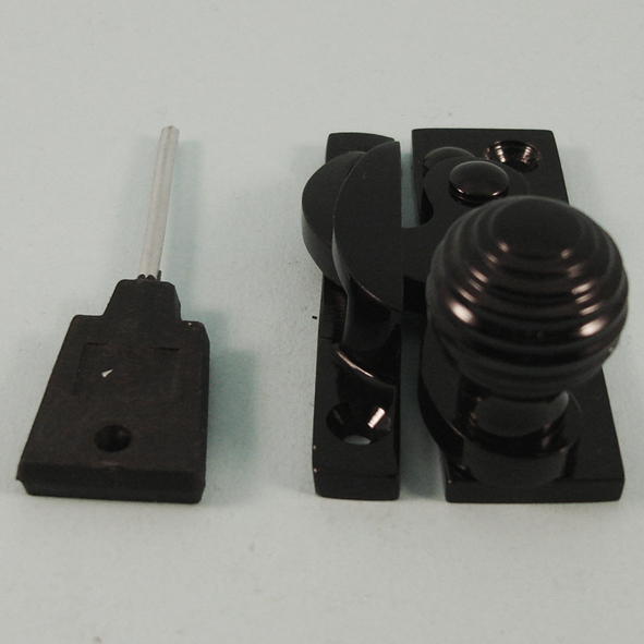 THD113L/BLP  Locking  Black Polished  Locking Clo Reeded Knob Sash Fastener