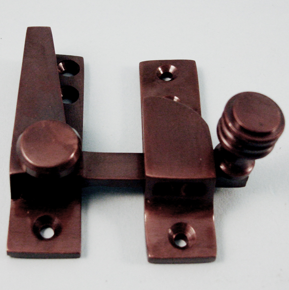 THD184/BRO  Non-Locking  Imitation Bronze  Straight Arm Reeded Knob Sash Fastener