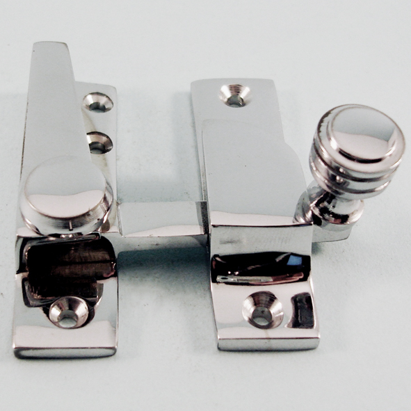 THD184/CP  Non-Locking  Polished Chrome  Straight Arm Reeded Knob Sash Fastener