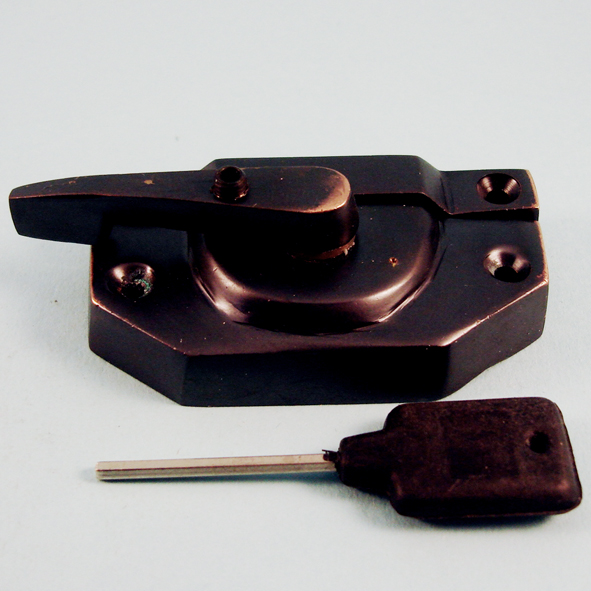 THD194L/AC  Locking  Antique Copper  Locking Modern Sash Fastener