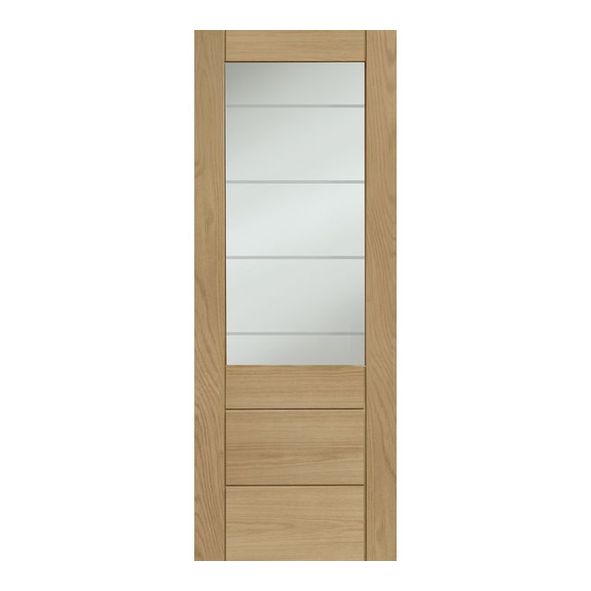 XL Joinery Internal Unfinished Oak Palermo Essential 2XG Doors [Etched Glass]