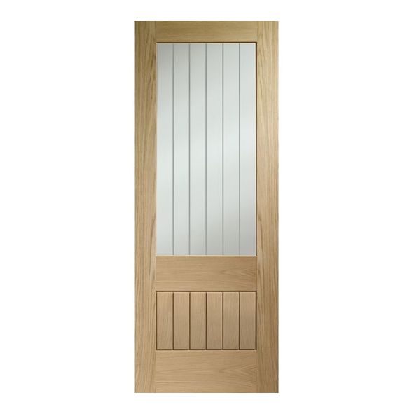 XL Joinery Internal Unfinished Oak Suffolk Essential 2XG Doors [Etched Glass]