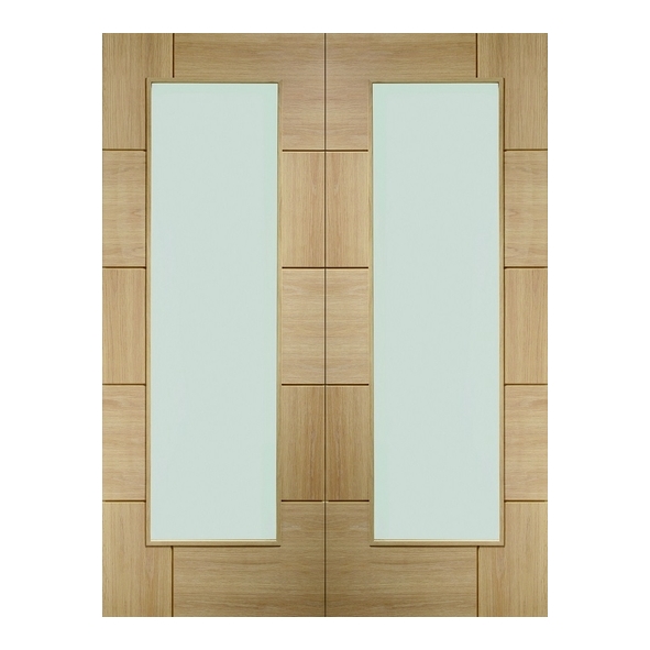 XL Joinery Internal Unfinished Oak Ravena Door Pairs [Clear Glass]