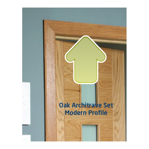 OARSET-RD • 5 @ 18 x 70 x 2133mm • For Single Door • Internal Oak Modern Architrave Set