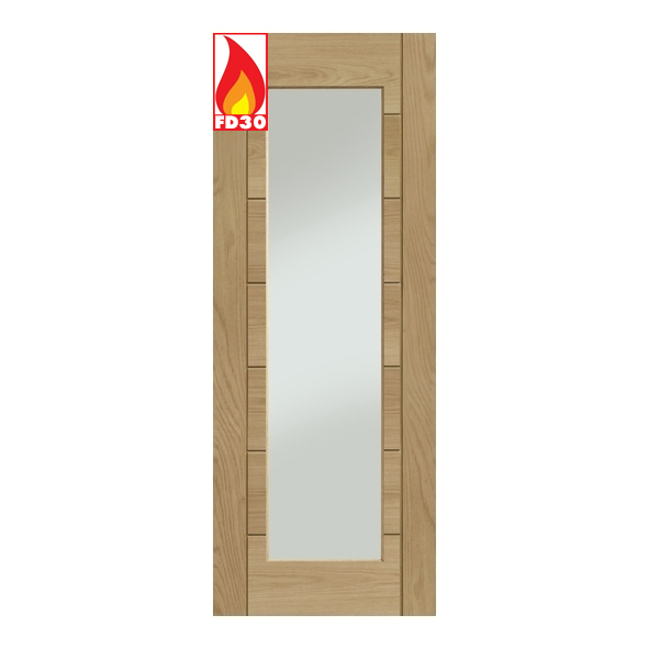 XL Joinery Internal Unfinished Oak Palermo Original 1 Light FD30 Fire Doors [Clear Glass]
