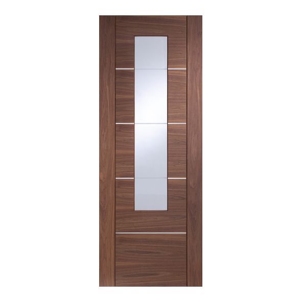 XL Joinery Internal Walnut Portici Pre-Finished Doors [Clear Glass]