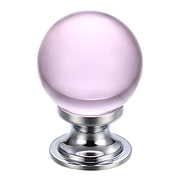 FCH02ACPP • 25mm • Polished Chrome / Pink • Fulton & Bray Clear Cabinet Knob