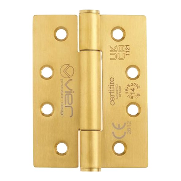 VHC243-PVDSB  102 x 076 x 3.0mm  PVD Satin Brass [160kg]  G14 CE Concealed Bearing Square Corner 201 Stainless Butt Hinges