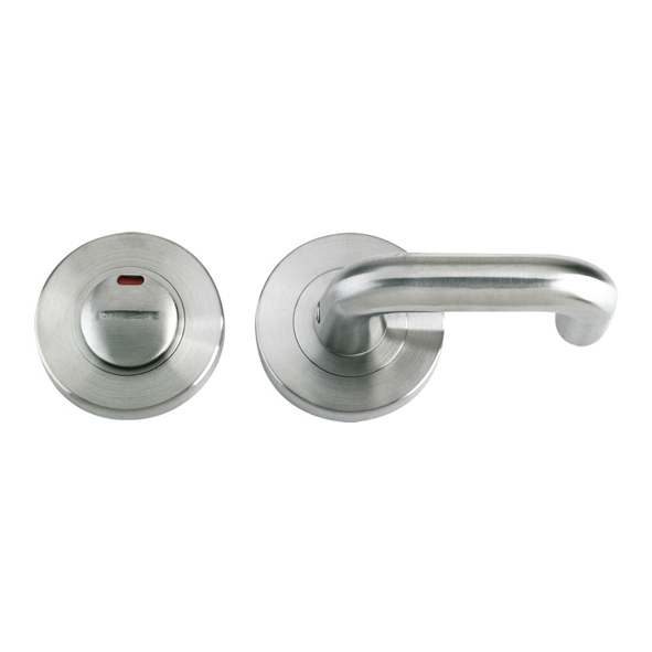ZPS007iSS • Satin Stainless Stainless • Zoo Hardware Grade 304 DDA Disabled Bathroom Turn With Indicator And Screw On Roses