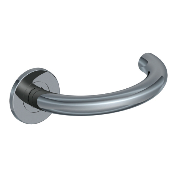 119/S-04  Satin Stainless  Format Return Arc Levers On Round Roses