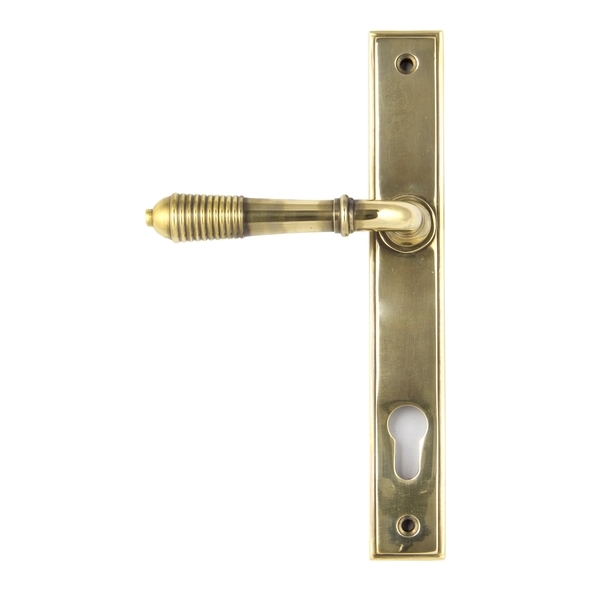 33039  244 x 36 x 13mm  Aged Brass  From The Anvil Reeded Slimline Lever Espag. Lock Set