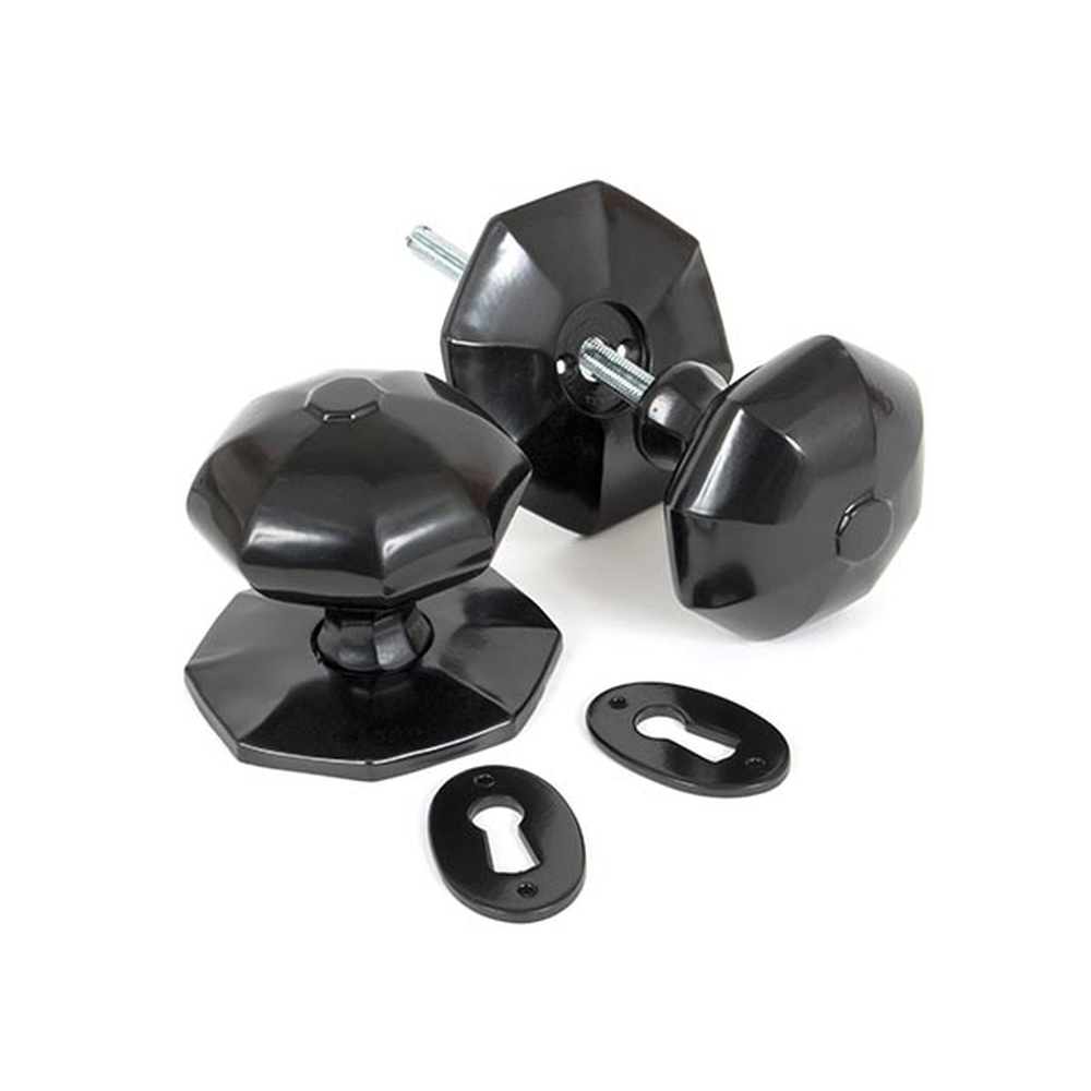 33065  72mm  Black  From The Anvil Large Octagonal Mortice / Rim Knob Set