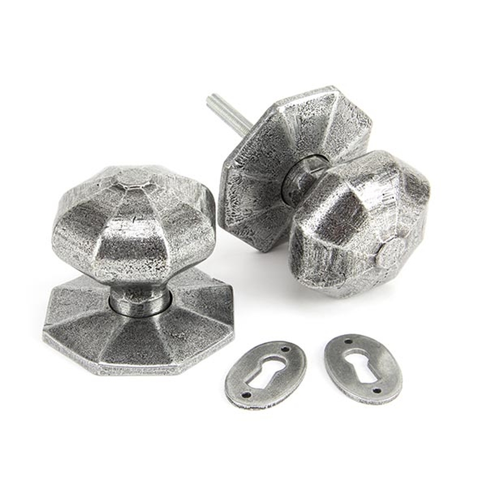 33066 • 72mm • Pewter Patina • From The Anvil Large Octagonal Mortice / Rim Knob Set