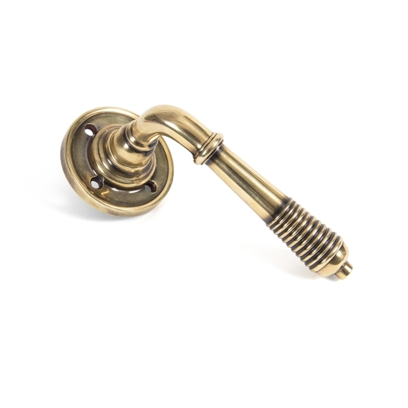 33087  60 x 8mm  Aged Brass  From The Anvil Reeded Lever on Rose Set