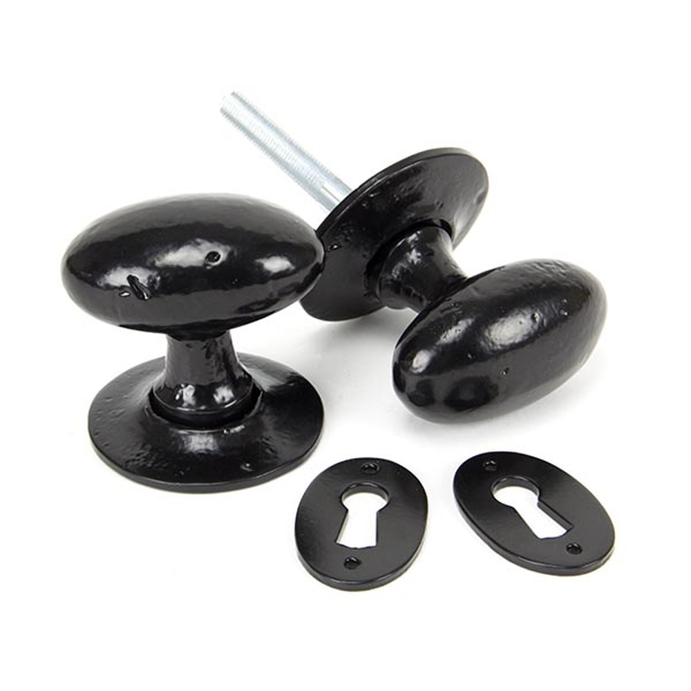 33251  63 x 35mm  Black  From The Anvil Oval Mortice / Rim Knob Set