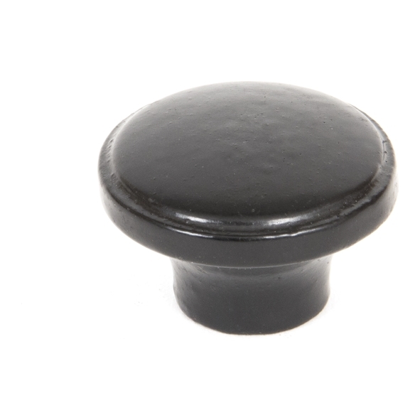 33371  32mm  Black  From The Anvil Ribbed Cabinet Knob