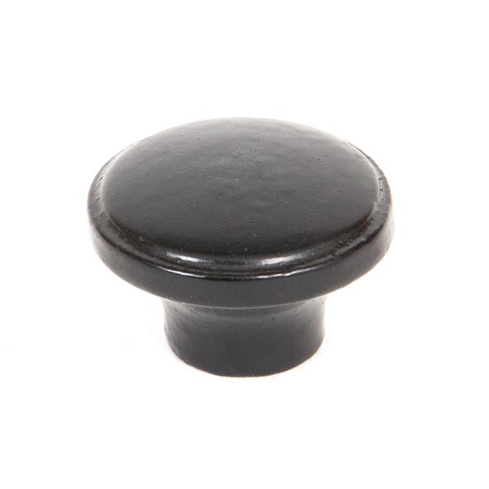 33371  32mm  Black  From The Anvil Ribbed Cabinet Knob