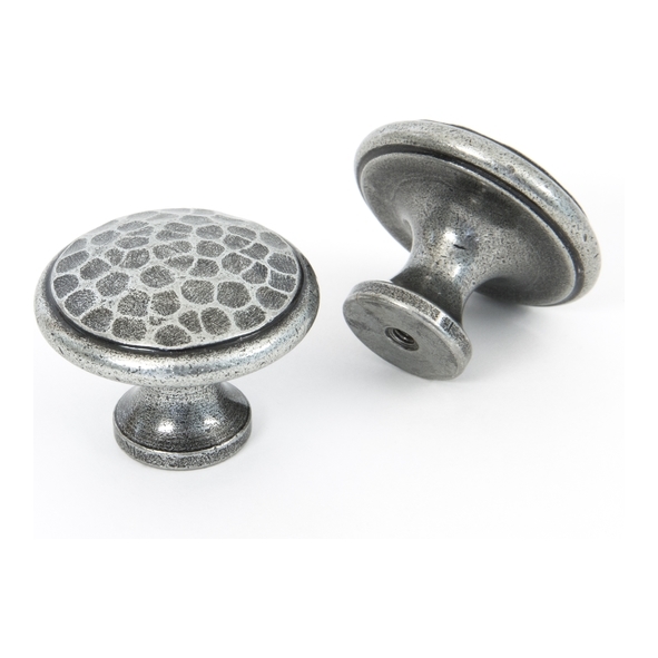 33625  40mm  Pewter Patina  From The Anvil Hammered Cabinet Knob - Large