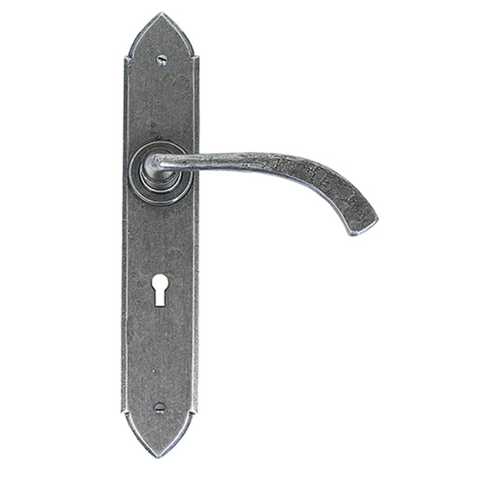 33634  248 x 44 x 5mm  Pewter Patina  From The Anvil Gothic Curved Sprung Lever Lock Set