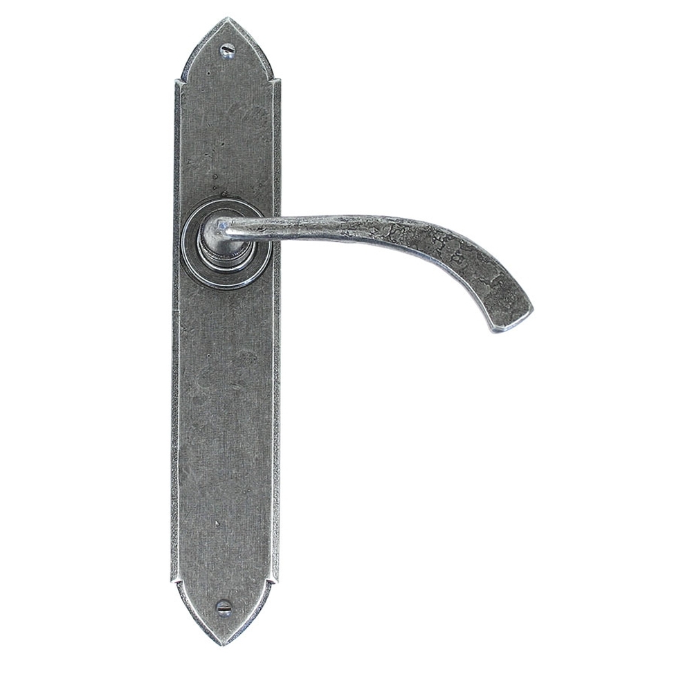 33635  248 x 44 x 5mm  Pewter Patina  From The Anvil Gothic Curved Sprung Lever Latch Set