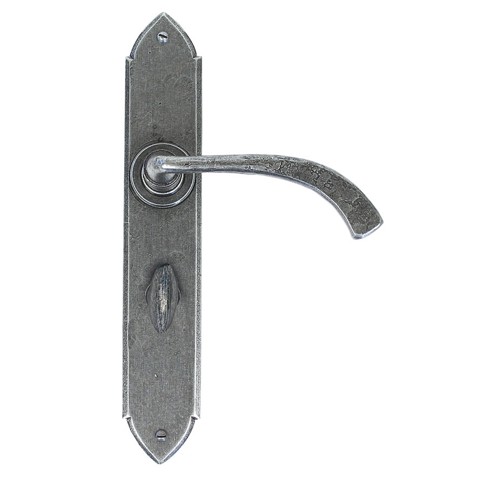 33636  248 x 44 x 5mm  Pewter Patina  From The Anvil Gothic Curved Sprung Lever Bathroom Set