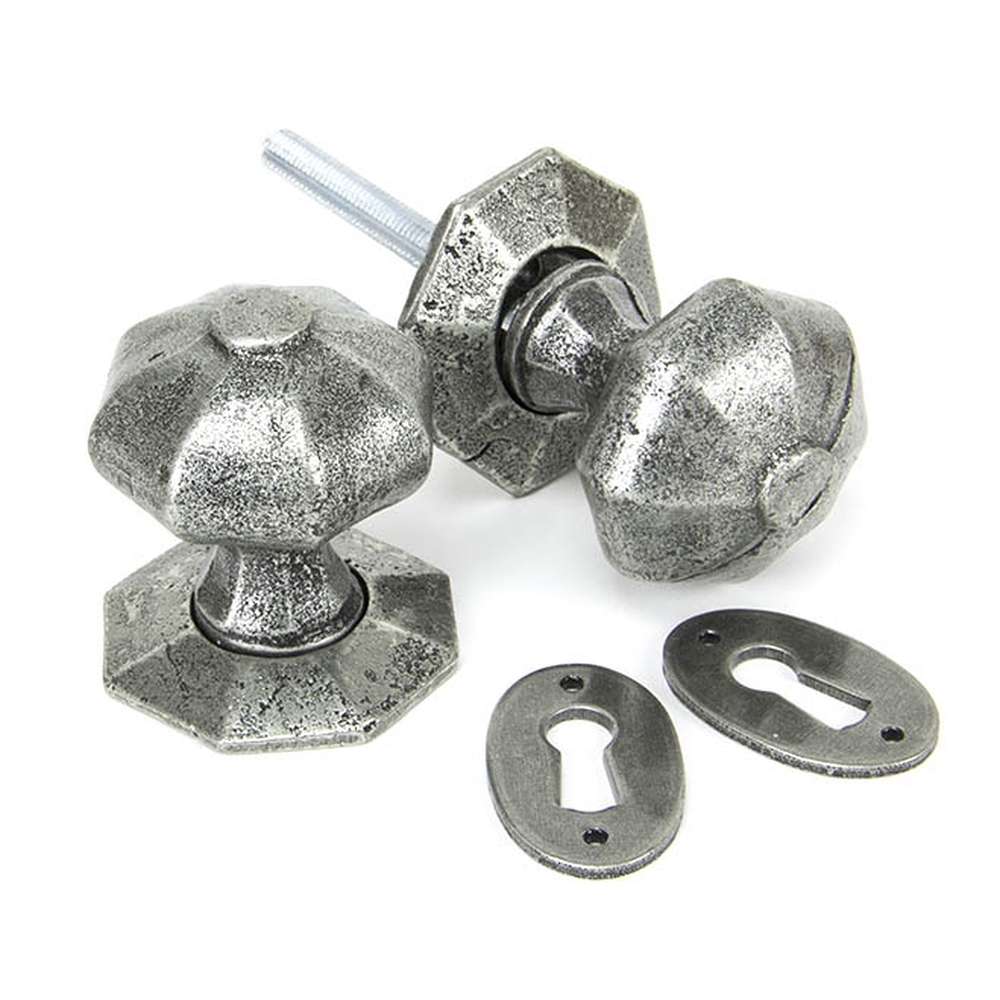 33643 • 54mm • Pewter Patina • From The Anvil Octagonal Mortice / Rim Knob Set