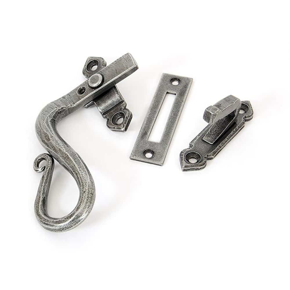 33710  133mm  Pewter Patina  From The Anvil Locking Shepherds Crook Fastener - LH