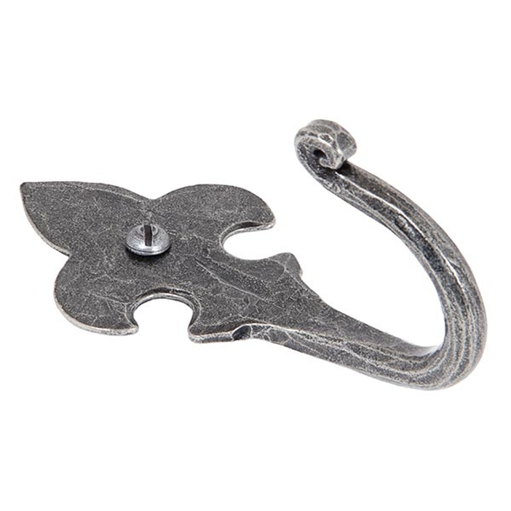 33722  68 x 50mm  Pewter Patina  From The Anvil Fleur-De-Lys Coat Hook