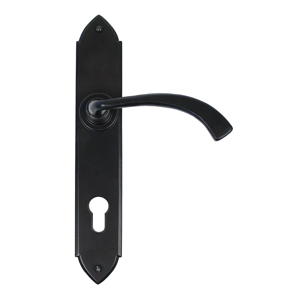 33764 • 248 x 44 x 5mm • Black • From The Anvil Gothic Curved Lever Espag. Lock Set