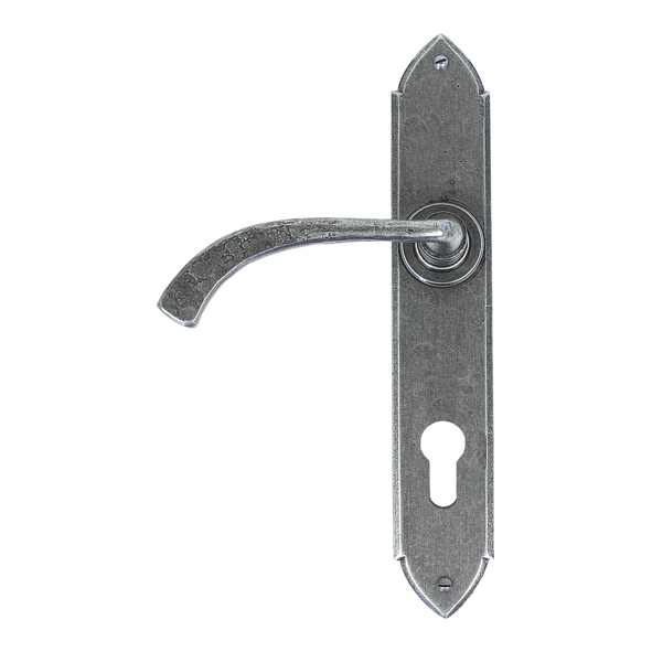 33765  248 x 44 x 5mm  Pewter Patina  From The Anvil Gothic Curved Lever Espag. Lock Set