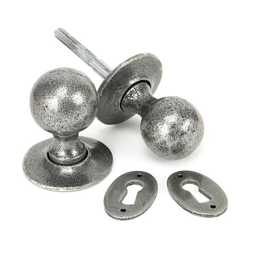 33778 • 41mm • Pewter Patina • From The Anvil Round Mortice / Rim Knob Set