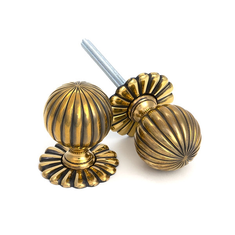 39010 • 50mm • Aged Brass • From The Anvil Flower Mortice / Rim Knob Set