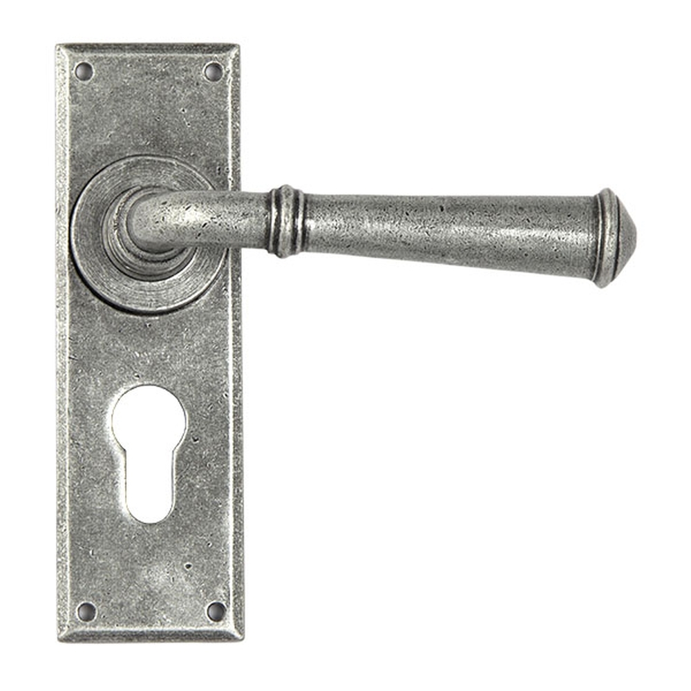 45128  152 x 48 x 5mm  Pewter Patina  From The Anvil Regency Lever Euro Lock Set