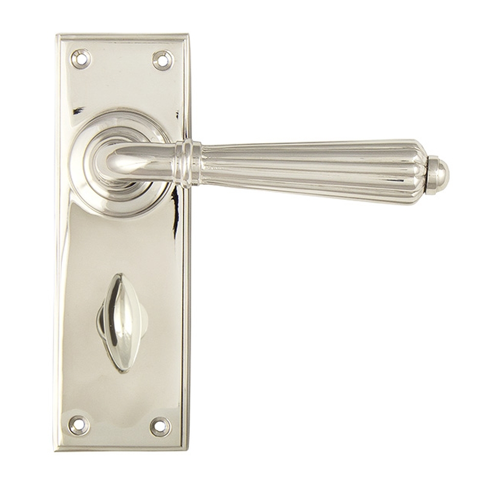 45324  152 x 50 x 8mm  Polished Nickel  From The Anvil Hinton Lever Bathroom Set