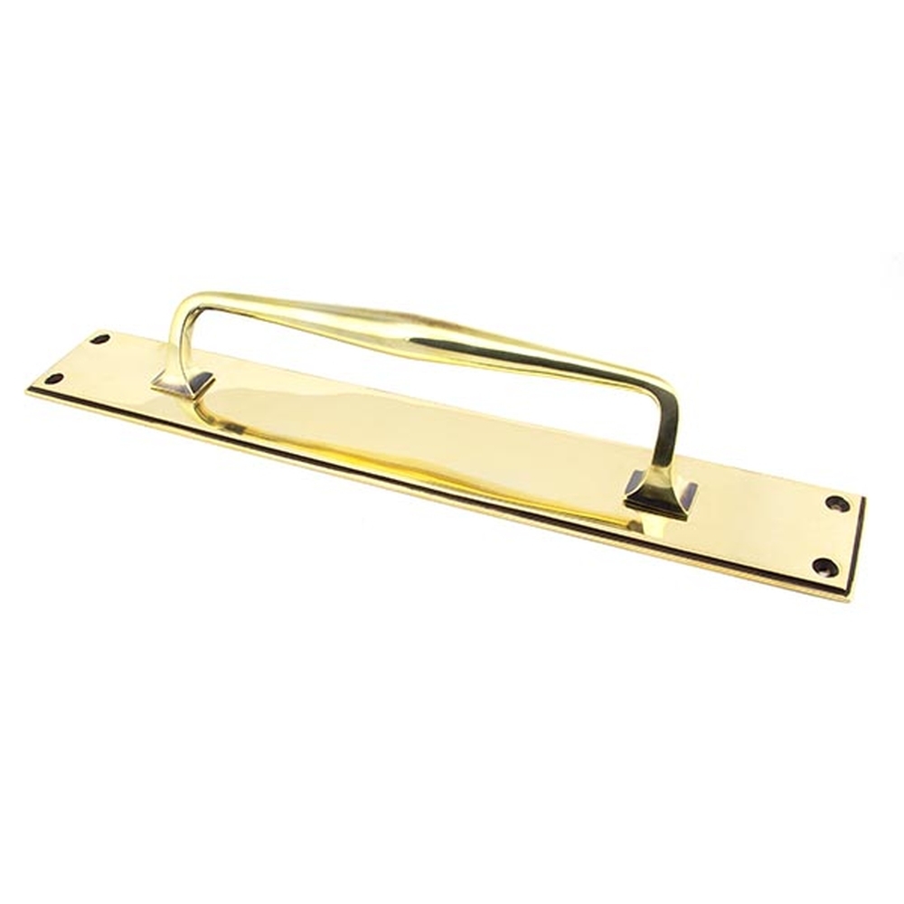 45374 • 425 x 65mm • Aged Brass • From The Anvil 425mm Art Deco Pull Handle on Backplate