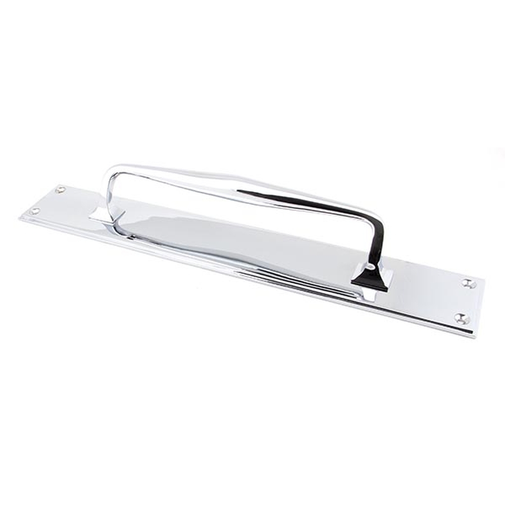 45375  425 x 65mm  Polished Chrome  From The Anvil 425mm Art Deco Pull Handle on Backplate